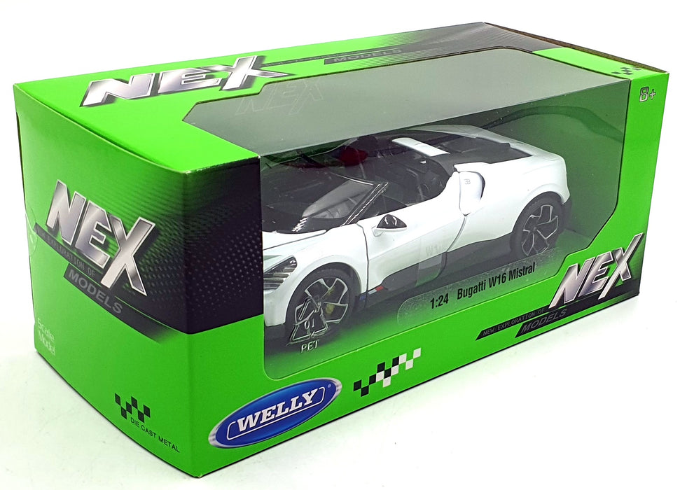 Welly NEX 1/24 Scale Diecast 24127W-WT - Bugatti W16 Mistral - White