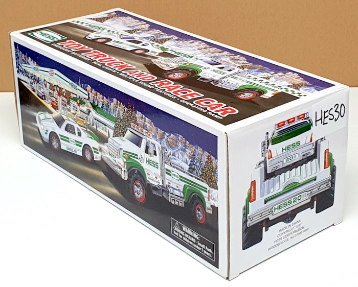 Hess Appx 30cm Long HES30 - Toy Truck & Race Car With Lights - White/Green