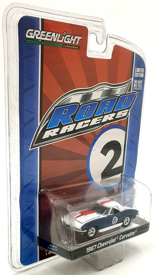 Greenlight 1/64 Scale 27680 - 1967 Chevrolet Corvette #6 - Blue/White