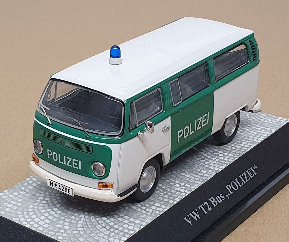 Premium ClassiXXs 1/43 Scale 11304 - VW T2 Bus Polizei Police - White/Green