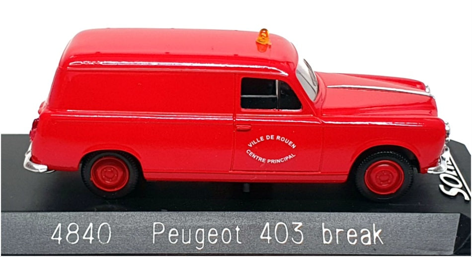 Solido 1/43 Scale 4840 - Peugeot 403 Break Fire Van - Red
