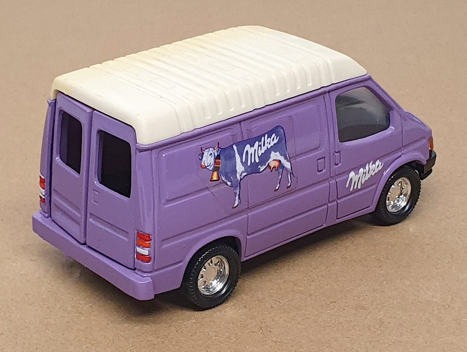 Matchbox 11.5cm Long Diecast K 167 - Ford Transit Van Milka - Lilac/White