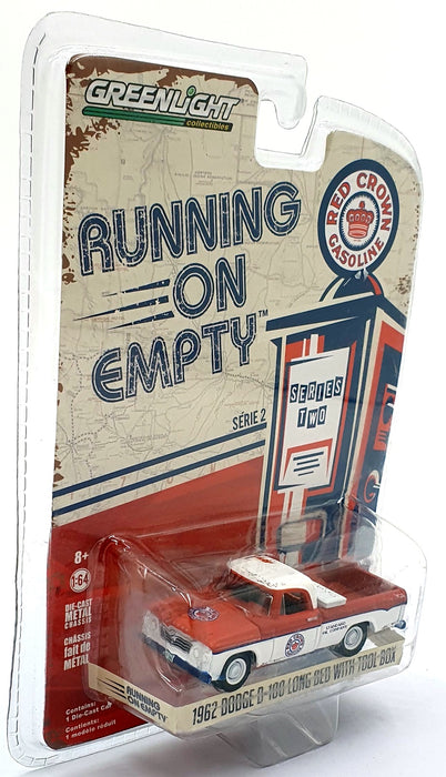 Greenlight 1/64 Scale 41020-A 1962 Dodge D-100 Long Bed with Tool Box Red/White