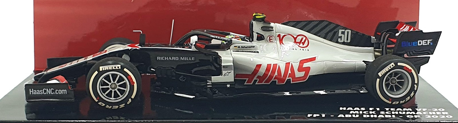 Minichamps 1/43 Scale 417 201750 - HAAS F1 Team VF-20 FP1 #50 Abu Dhabi GP 2020