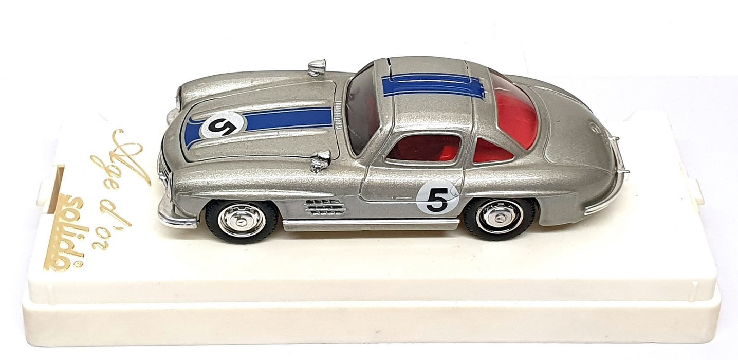 Solido 1/43 Scale 4503 - Mercedes Benz 300SL Race Car #5 - Silver/Blue