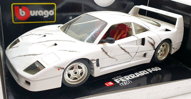 Burago 1/18 Scale Diecast 3022 Ferrari F40 1987 White With