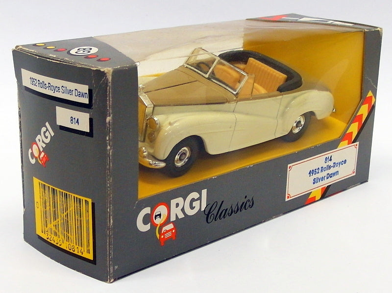 Corgi Appx 13cm Long Diecast 814 - 1952 Rolls Royce Silver Dawn - Brown/Cream
