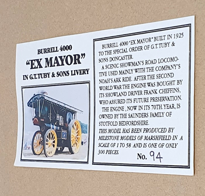 Milestone 1/58 Scale No. 3 - Burrell 4000 Ex Mayor G.T. Tuby & Sons - Dk. Blue