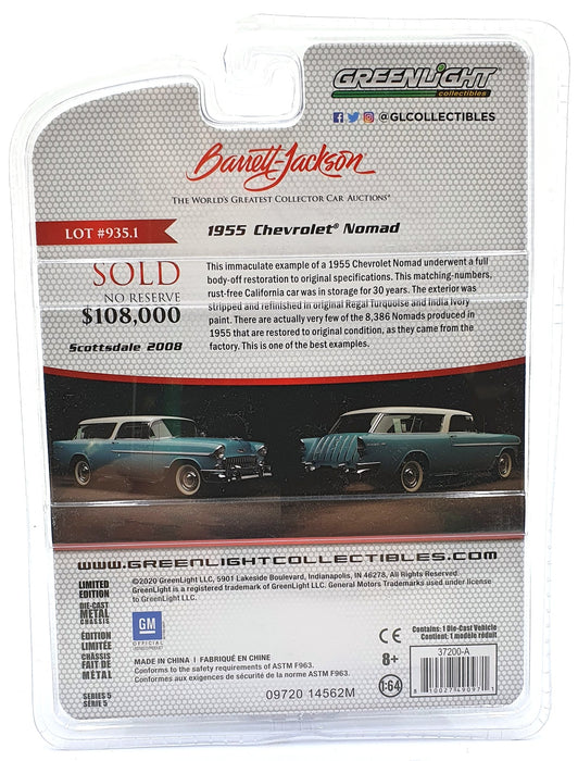 Greenlight 1/64 Scale 37200-A - 1955 Chevrolet Nomad - Green