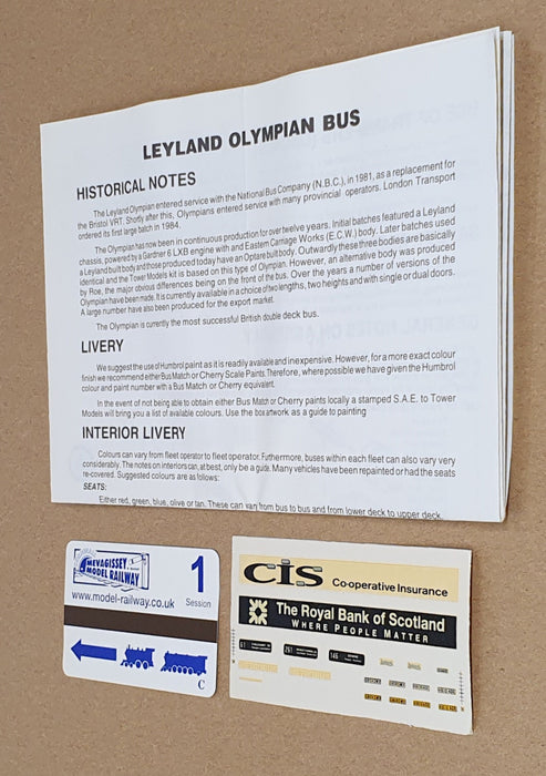 Tower Models 1/76 Scale Unbuilt Kit TB15 - Leyland Olympian London Bus