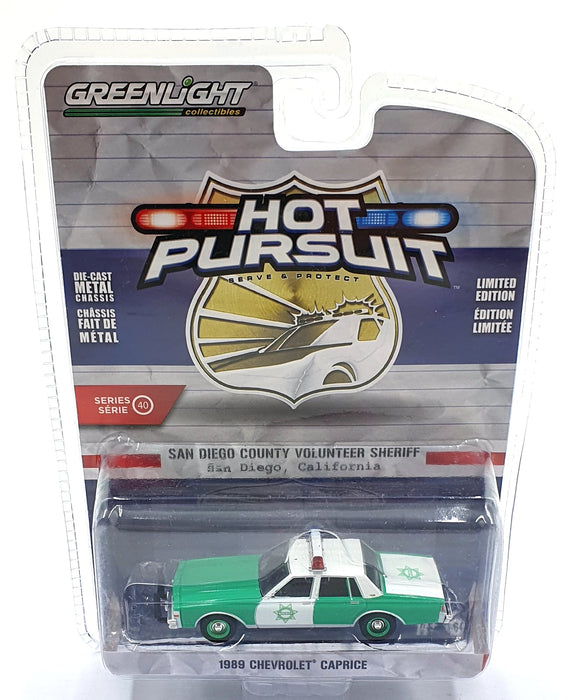 Greenlight 1/64 Scale 42980-B 1989 Chevrolet Caprice Police Car - Green