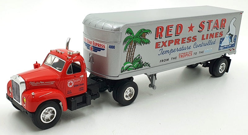 First Gear 1/34 Scale 19-1510 1960 Model B-61 Mack + Trailer Red Star Express