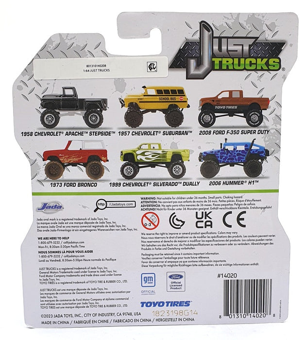 Jada Just Trucks 1/64 Scale 14020 - 1973 Ford Bronco Dirt Version - Red/White