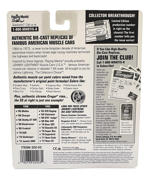 Johnny Lightning 1/64 Scale 202-03 - Muscle Cars 1969 Pontiac Firebird - Lt Blue