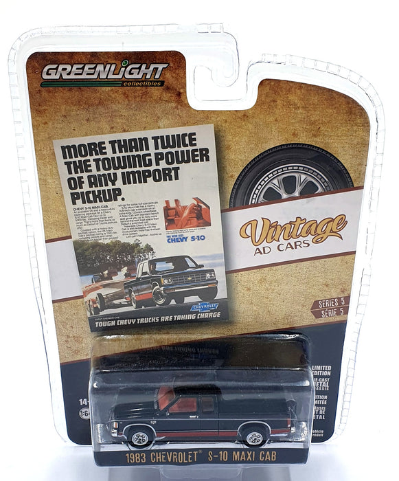Greenlight 1/64 Scale 39080-E - 1983 Chevrolet S-10 Maxi Cab Truck - Black