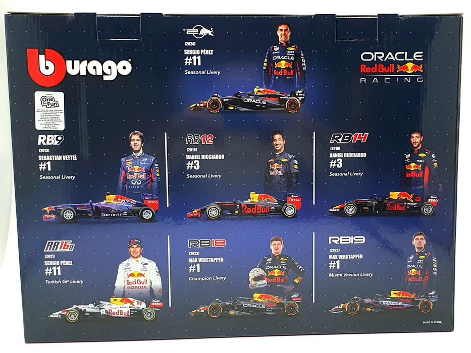 Burago 1/43 Scale 18-38168 - Red Bull Racing 7 Cars and Display Stand