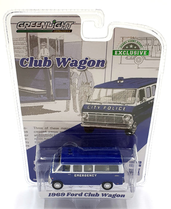 Greenlight 1/64 Scale 30209 - 1969 Ford Club Wagon - Blue