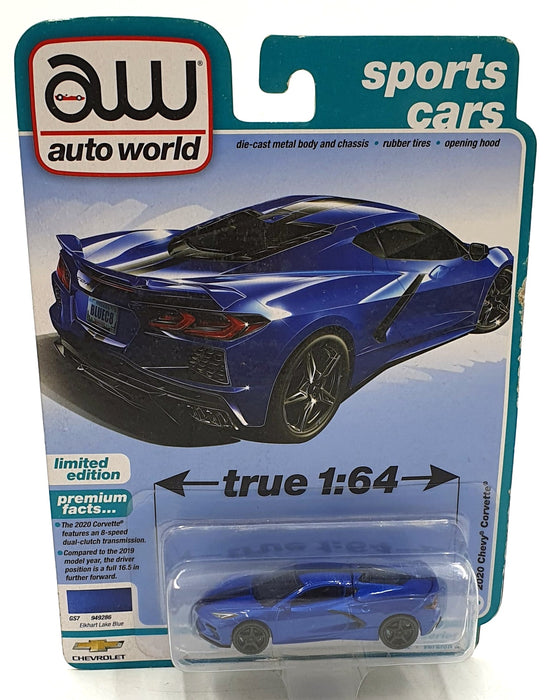 Auto World 1/64 Scale AW64362 - 2020 Chevrolet Corvette - Met. Blue