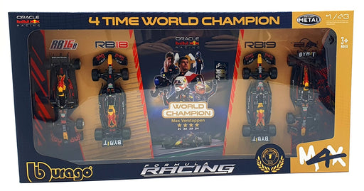 Burago 1/43 Scale 18-38213 - Red Bull  4x World Champion Racing F1 Cars #1 #33