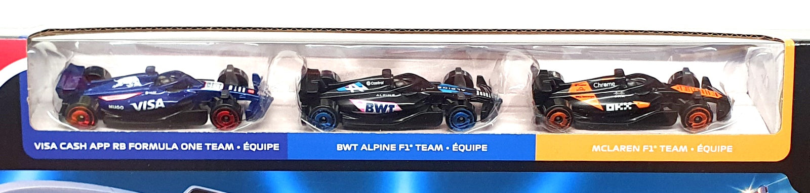 Ensemble de piste de voitures jouet Hot Wheels, 3 véhicules moulés sous pression à l'échelle 1:64 : McLaren F1 Team, Alpine & VCARB, circuit de course sprint (les équipes peuvent varier Ensemble de piste de voitures jouet Hot Wheels, 3 véhicules moulés sous pression à l'échelle 1:64 : McLaren F1 Team, Alpine & VCARB, circuit de course sprint (les équipes peuvent varier