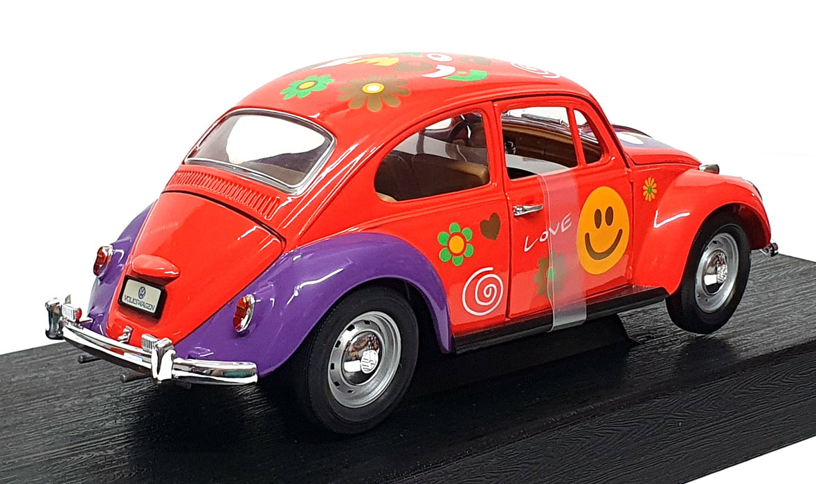 Road Signature 1/18 Scale 92079 - 1967 Volkswagen Beetle - Flower Power Red