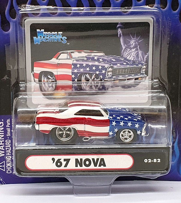 Muscle Machines 1/64 Scale 71161 02-82 - 1967 Chevrolet Nova - Stars & Stripes