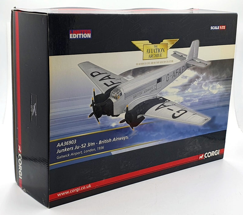 Corgi 1/72 Scale Diecast AA36903 Junkers JU-52 3/M British Airways 1936 Gatwick