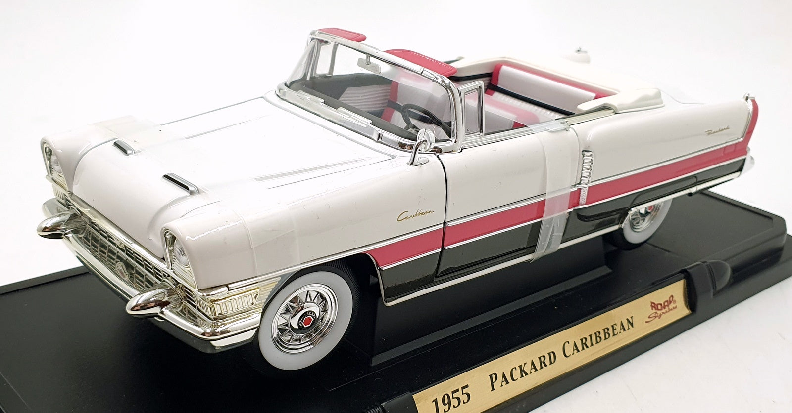 Road Signature 1/18 Scale Diecast 92618 - 1955 Packard Caribbean White Pink