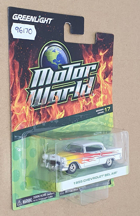 Greenlight 1/64 Scale 96170 - 1955 Chevrolet Bel Air - White With Flames