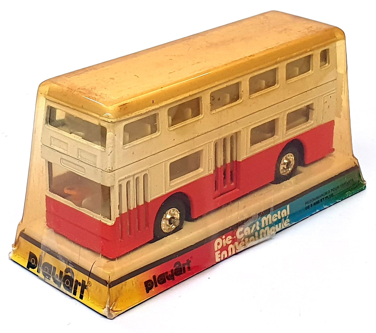 Playart 12cm Long Diecast 7966 - Double Deck Bus - White/Red