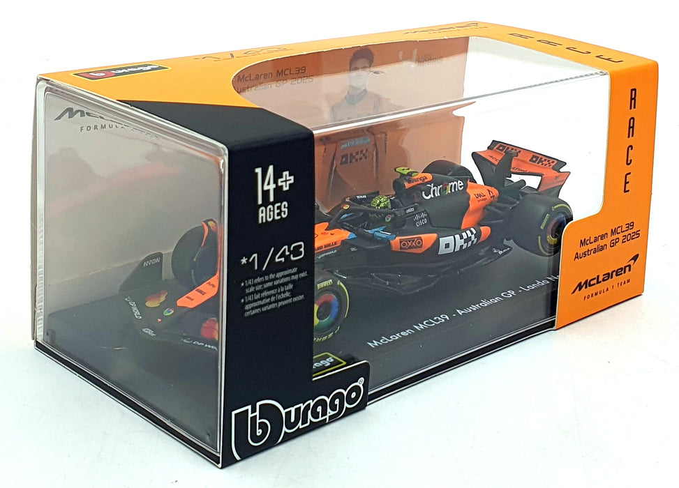 Burago Race 1/43 Scale 18-38249 - F1 McLaren MCL39 #4 Australian GP - Norris