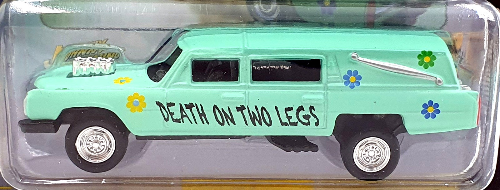Johnny Lightning 1/64 JLSF021 Custom Haulin' Hearse #4 Demolition Derby Lt. Teal