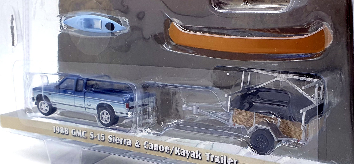 Greenlight 1/64 Scale 32250-C 1988 GMC S-15 Sierra & Canoe/Kayak Trailer