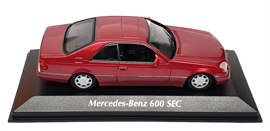 Maxichamps 1/43 Scale 940 032601 - 1992 Mercedes Benz 600 SEC (C140) - Met Red