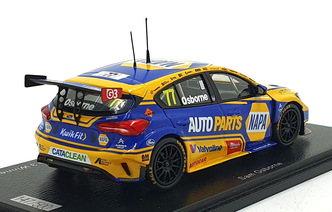 Spark 1/43 Scale UK032 NAPA Racing UK Ford Focus #77 BTCC 2025 Croft Race 3 1st