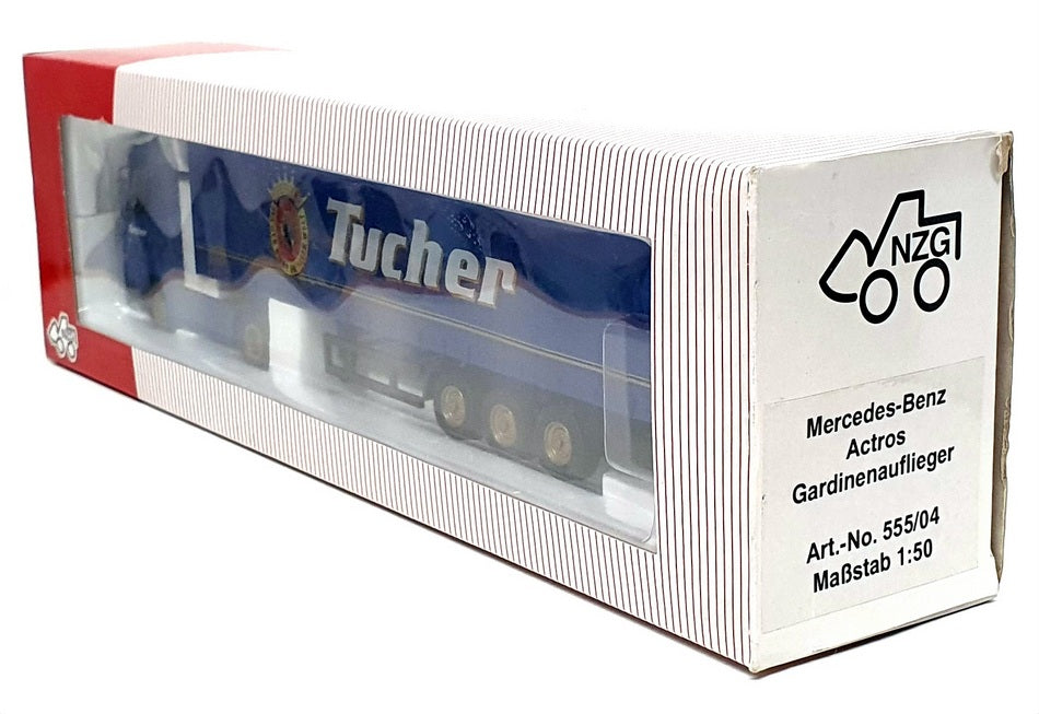 NZG 1/50 Scale 555/04 - Mercedes Benz Truck & Trailer (Tucher) Blue