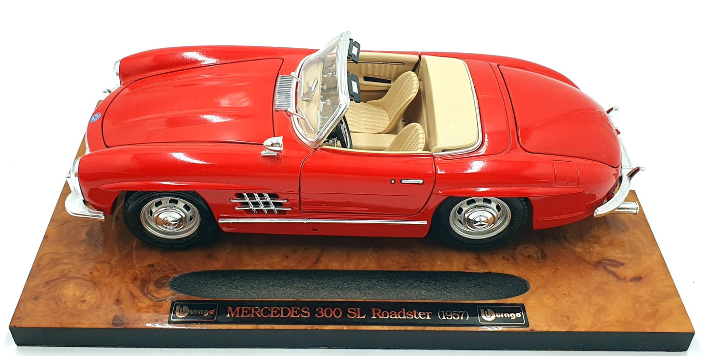 Burago 1/18 Scale Diecast 3723 - 1957 Mercedes-Benz 300 SL Roadster - Red