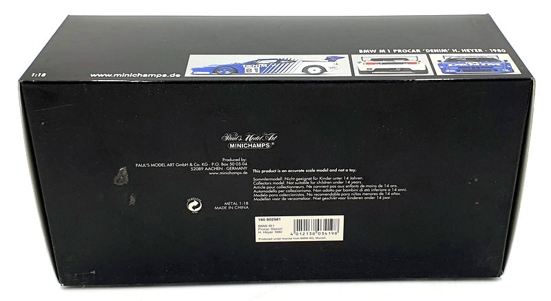 Minichamps 1/18 Scale 180 802981 - EMPTY BOX ONLY - 1980 BMW M1 Procar #81