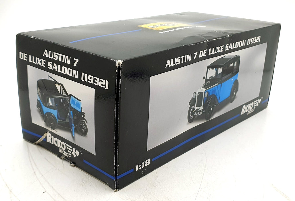 Ricko 1/18 Scale Diecast 32130 - 1932 Austin 7 Deluxe Saloon Blue/Black