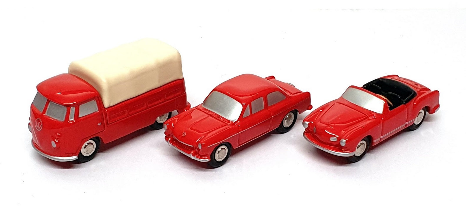 Schuco 1/90 Scale 05802 - Piccolo Set 2004 VW T1 VW 1500 & Karmann - Red