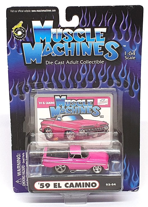 Muscle Machines 1/64 Scale 71161 02-04 - 1959 Chevy El Camino Truck - Dk. Pink