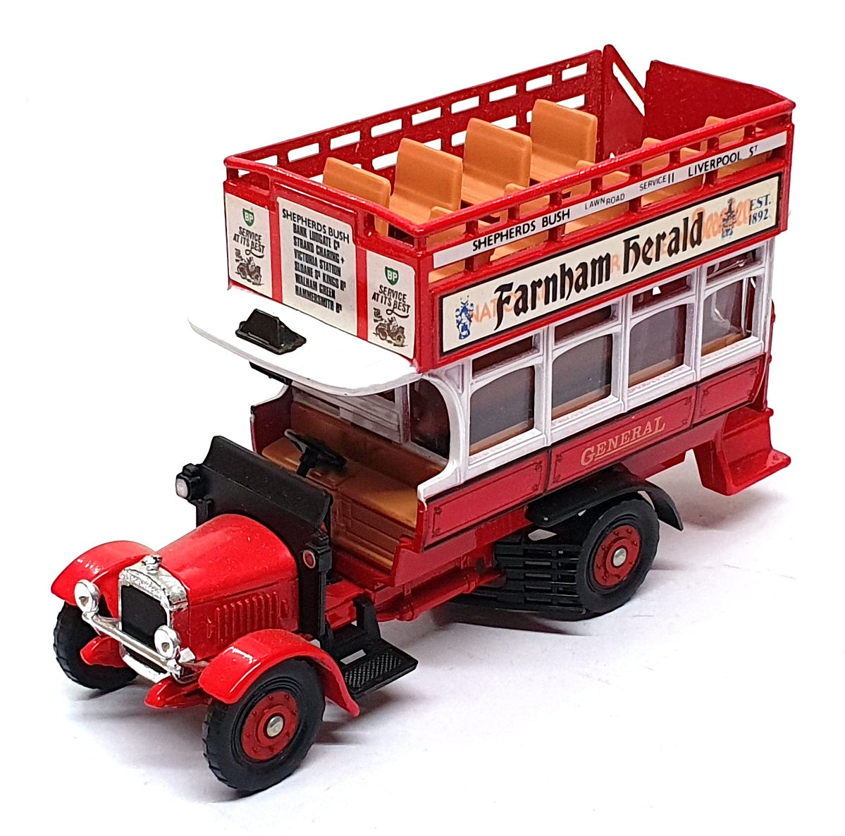 Corgi Appx 15cm Long C858/1 - Thornycroft Bus Farnham Herald REWORKED