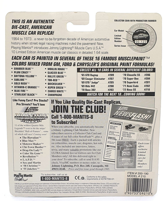 Johnny Lightning 1/64 Scale 200-190 - Muscle Cars 1972 Chevrolet Nova SS