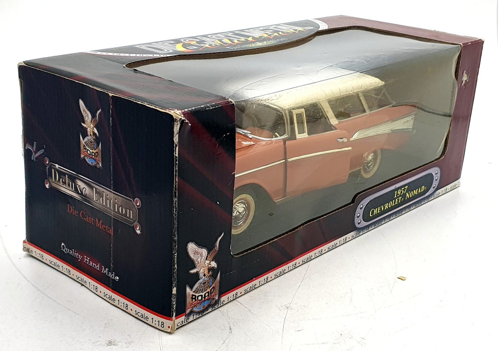Road Signature 1/18 Scale Diecast 92088 - 1957 Chevrolet Nomad - Coral/White