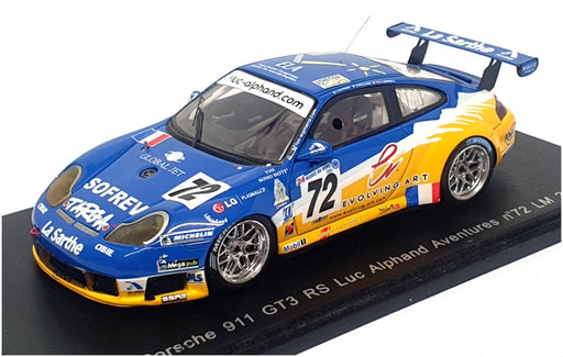 Spark 1/43 Scale S0909 - Porsche 911 GT3 RS #72 Le Mans 2005 - Blue/Yellow