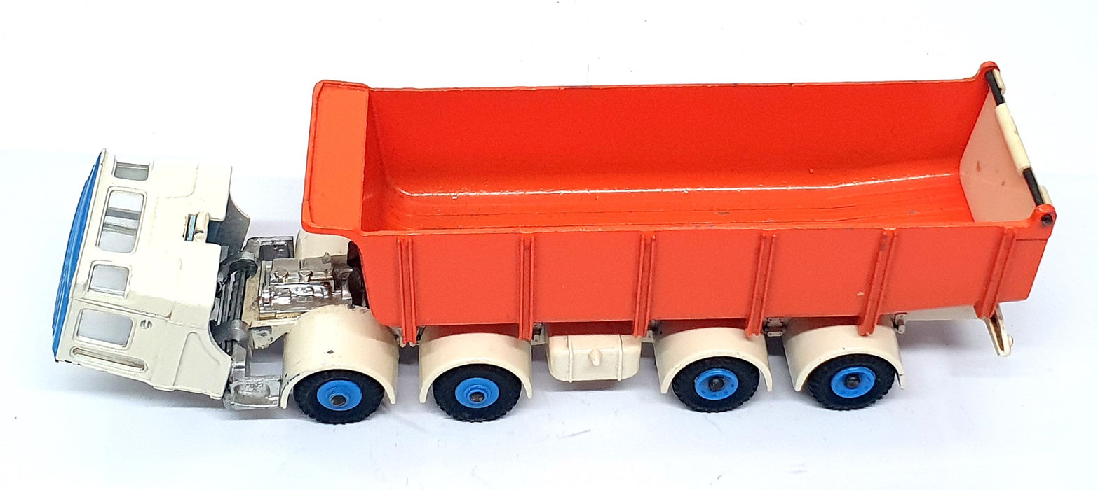 Dinky Toys Original 925 - Leyland Dump Truck With Tilt Cab - White/Blue/Orange