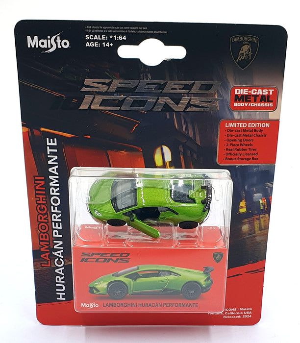 Maisto 1/64 Scale 15700 Speed Icons Lamborghini Huracan Performante Met. Green