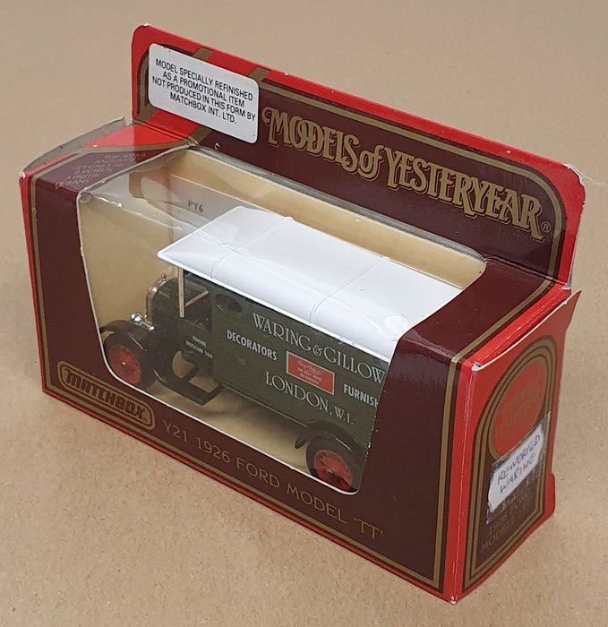 Matchbox Diecast Y-21 - 1926 Ford Model TT Van Waring & Gillow REWORKED