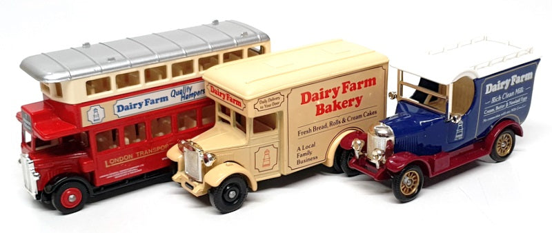 Lledo Diecast L3P03 - Dairy Farm 3 Piece Bus & 2 Vans Set
