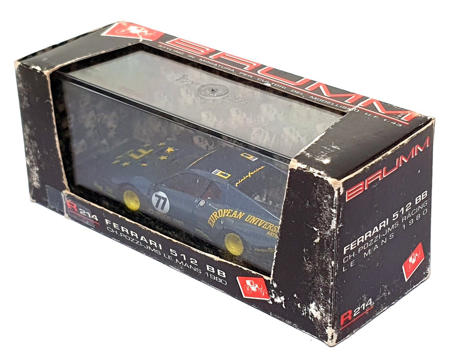 Brumm 1/43 Scale R214 - Ferrari 512 BB #77 Le Mans 1980 - Blue/Yellow